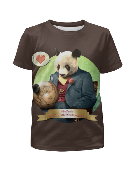 Заказать детскую футболку в Москве. Футболка с полной запечаткой для мальчиков Влюблённая панда от ПРИНТЫ ПЕЧАТЬ  - готовые дизайны и нанесение принтов.