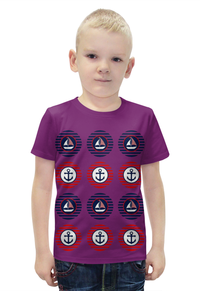 Заказать детскую футболку в Москве. Футболка с полной запечаткой для мальчиков Морская тема  от ПРИНТЫ ПЕЧАТЬ  - готовые дизайны и нанесение принтов.
