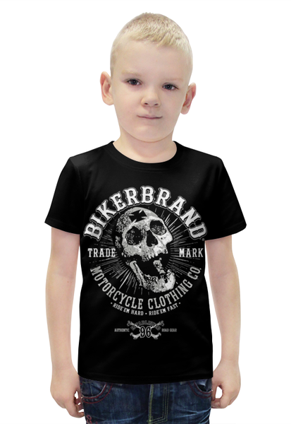Заказать детскую футболку в Москве. Футболка с полной запечаткой для мальчиков Bikerbrand от Leichenwagen - готовые дизайны и нанесение принтов.