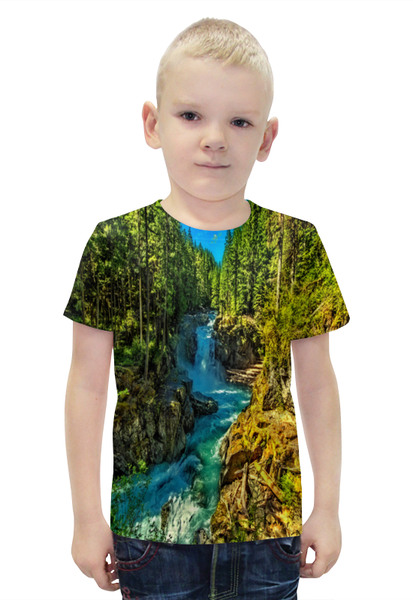 Заказать детскую футболку в Москве. Футболка с полной запечаткой для мальчиков Лесной пейзаж от THE_NISE  - готовые дизайны и нанесение принтов.