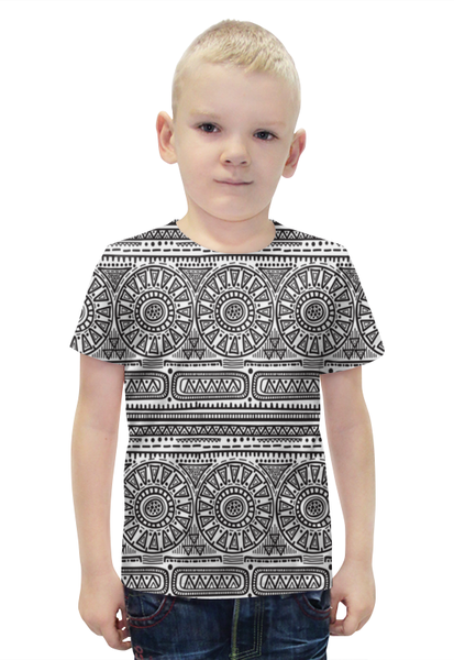 Заказать детскую футболку в Москве. Футболка с полной запечаткой для мальчиков Черно-белый орнамент от THE_NISE  - готовые дизайны и нанесение принтов.