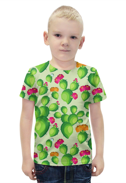 Заказать детскую футболку в Москве. Футболка с полной запечаткой для мальчиков Кактусы в цвету от IrinkaArt  - готовые дизайны и нанесение принтов.