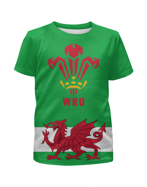 Заказать детскую футболку в Москве. Футболка с полной запечаткой для мальчиков Уэльс регби от rugby - готовые дизайны и нанесение принтов.