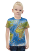 Заказать детскую футболку в Москве. Футболка с полной запечаткой для мальчиков WORLD MAP от CoolDesign - готовые дизайны и нанесение принтов.