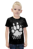 Заказать детскую футболку в Москве. Футболка с полной запечаткой для мальчиков Лапа волка от weeert - готовые дизайны и нанесение принтов.