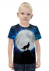 Заказать детскую футболку в Москве. Футболка с полной запечаткой для мальчиков Волк Луна от  PRO_DESIGN - готовые дизайны и нанесение принтов.