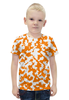 Заказать детскую футболку в Москве. Футболка с полной запечаткой для мальчиков Камуфляж Бело-Оранжевый от armyshop - готовые дизайны и нанесение принтов.