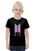 Заказать детскую футболку в Москве. Футболка с полной запечаткой для мальчиков Группа BTS от weeert - готовые дизайны и нанесение принтов.