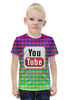 Заказать детскую футболку в Москве. Футболка с полной запечаткой для мальчиков YouTube от Jimmy Flash - готовые дизайны и нанесение принтов.
