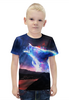 Заказать детскую футболку в Москве. Футболка с полной запечаткой для мальчиков Волк в Космосе от  PRO_DESIGN - готовые дизайны и нанесение принтов.