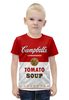 Заказать детскую футболку в Москве. Футболка с полной запечаткой для мальчиков Суп Кэмпбелл от geekbox - готовые дизайны и нанесение принтов.