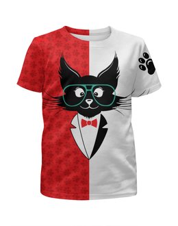 Заказать детскую футболку в Москве. Футболка с полной запечаткой для мальчиков кот стиляга от PiCaSSo Star - готовые дизайны и нанесение принтов.