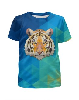 Заказать детскую футболку в Москве. Футболка с полной запечаткой для мальчиков Полигональный тигр от Andrew Zaycev - готовые дизайны и нанесение принтов.