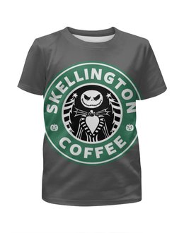 Заказать детскую футболку в Москве. Футболка с полной запечаткой для мальчиков Starbucks / Skellington coffee от Leichenwagen - готовые дизайны и нанесение принтов.