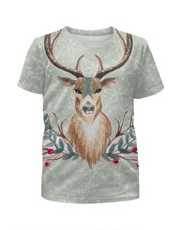 Заказать детскую футболку в Москве. Футболка с полной запечаткой для мальчиков Deer (олень) от vphone - готовые дизайны и нанесение принтов.