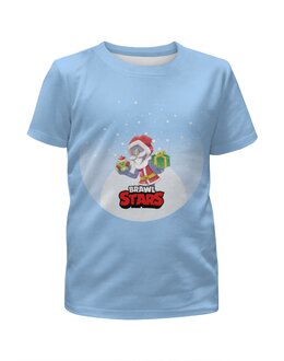 Заказать детскую футболку в Москве. Футболка с полной запечаткой для мальчиков Brawl Stars Новый год от El Fox - готовые дизайны и нанесение принтов.