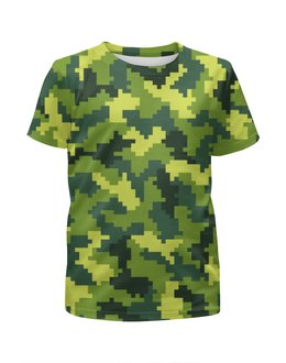 Заказать детскую футболку в Москве. Футболка с полной запечаткой для мальчиков Green camouflage от THE_NISE  - готовые дизайны и нанесение принтов.