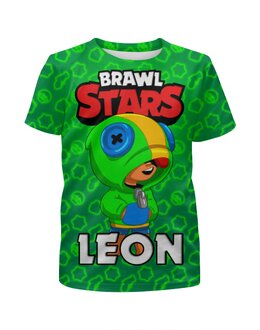 Заказать детскую футболку в Москве. Футболка с полной запечаткой для мальчиков Brawl Stars LEON от balden - готовые дизайны и нанесение принтов.