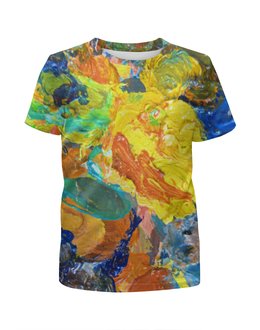 Заказать детскую футболку в Москве. Футболка с полной запечаткой для мальчиков "Краска на палитре" от Максим Кашин - готовые дизайны и нанесение принтов.