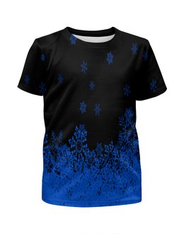 Заказать детскую футболку в Москве. Футболка с полной запечаткой для мальчиков Синие снежинки от THE_NISE  - готовые дизайны и нанесение принтов.