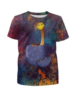 Заказать детскую футболку в Москве. Футболка с полной запечаткой для мальчиков Счастливое яйцо динозавра от Amerikanka - готовые дизайны и нанесение принтов.