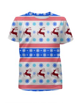 Заказать детскую футболку в Москве. Футболка с полной запечаткой для мальчиков Новогодние узоры от FireFoxa - готовые дизайны и нанесение принтов.