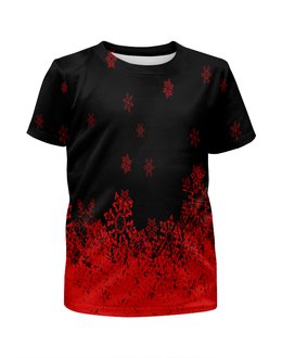 Заказать детскую футболку в Москве. Футболка с полной запечаткой для мальчиков Красные снежинки от THE_NISE  - готовые дизайны и нанесение принтов.