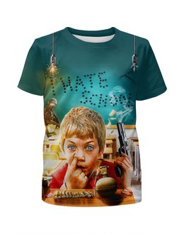 Заказать детскую футболку в Москве. Футболка с полной запечаткой для мальчиков I Hate School от balden - готовые дизайны и нанесение принтов.