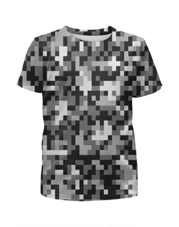 Заказать детскую футболку в Москве. Футболка с полной запечаткой для мальчиков Pixel Gray от THE_NISE  - готовые дизайны и нанесение принтов.