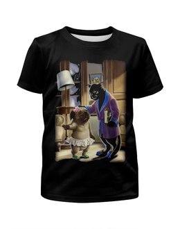 Заказать детскую футболку в Москве. Футболка с полной запечаткой для мальчиков Собачка и кошка от ПРИНТЫ ПЕЧАТЬ  - готовые дизайны и нанесение принтов.