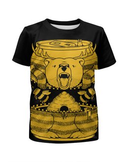 Заказать детскую футболку в Москве. Футболка с полной запечаткой для мальчиков Bear Beer /Медведь от crash - готовые дизайны и нанесение принтов.