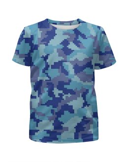 Заказать детскую футболку в Москве. Футболка с полной запечаткой для мальчиков Голубые пиксели от THE_NISE  - готовые дизайны и нанесение принтов.