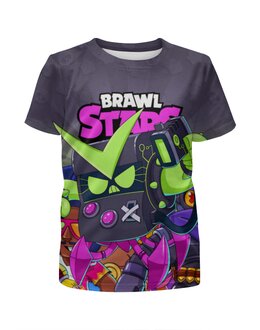 Заказать детскую футболку в Москве. Футболка с полной запечаткой для мальчиков BRAWL STARS 8-BIT VIRUS от geekbox - готовые дизайны и нанесение принтов.