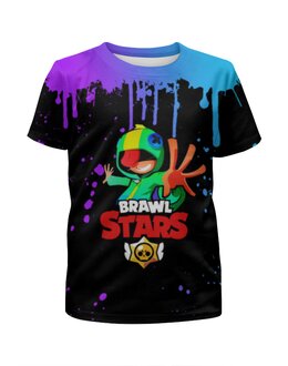 Заказать детскую футболку в Москве. Футболка с полной запечаткой для мальчиков Brawl Stars LEON от vista12761@rambler.ru - готовые дизайны и нанесение принтов.