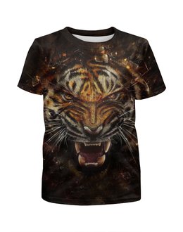 Заказать детскую футболку в Москве. Футболка с полной запечаткой для мальчиков Ревущий тигр от ПРИНТЫ ПЕЧАТЬ  - готовые дизайны и нанесение принтов.