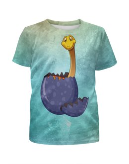 Заказать детскую футболку в Москве. Футболка с полной запечаткой для мальчиков Счастливое яйцо динозавра от Amerikanka - готовые дизайны и нанесение принтов.