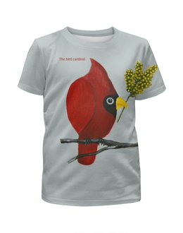 Заказать детскую футболку в Москве. Футболка с полной запечаткой для мальчиков Птица кардинал с мимозой от Владимир - готовые дизайны и нанесение принтов.