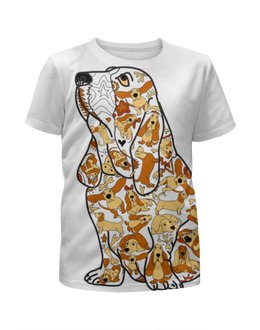 Заказать детскую футболку в Москве. Футболка с полной запечаткой для мальчиков смешная собака бассет от Игма - готовые дизайны и нанесение принтов.