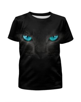 Заказать детскую футболку в Москве. Футболка с полной запечаткой для мальчиков Взгляд черной кошки от vphone - готовые дизайны и нанесение принтов.