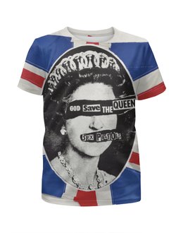 Заказать детскую футболку в Москве. Футболка с полной запечаткой для мальчиков God Save The Queen (Sex Pistols) от Broadway music - готовые дизайны и нанесение принтов.
