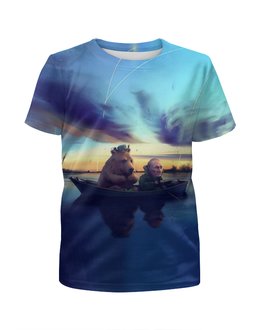 Заказать детскую футболку в Москве. Футболка с полной запечаткой для мальчиков Ночная рыбалка от ПРИНТЫ ПЕЧАТЬ  - готовые дизайны и нанесение принтов.