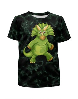 Заказать детскую футболку в Москве. Футболка с полной запечаткой для мальчиков Динозавр от trugift - готовые дизайны и нанесение принтов.