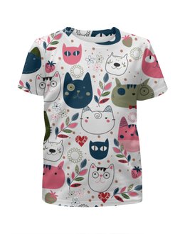 Заказать детскую футболку в Москве. Футболка с полной запечаткой для мальчиков прикольные коты от Amerikanka - готовые дизайны и нанесение принтов.