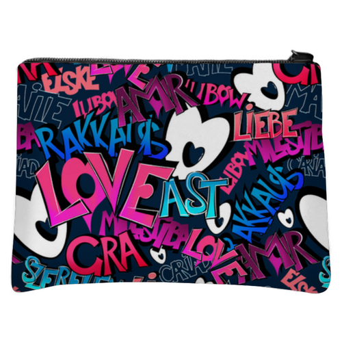 Заказать сумку в Москве. Косметичка с полной запечаткой GRAFFITI LOVE от ELENA ZHARINOVA - готовые дизайны и нанесение принтов.