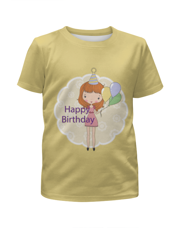 Printio Футболка с полной запечаткой для девочек День рождения printio футболка с полной запечаткой женская с вашим поздравлением