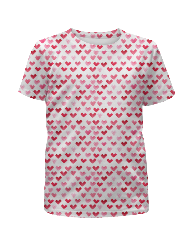 Printio Футболка с полной запечаткой для девочек Узор из акварельных сердец. printio футболка с полной запечаткой женская узор из сердец и полосок