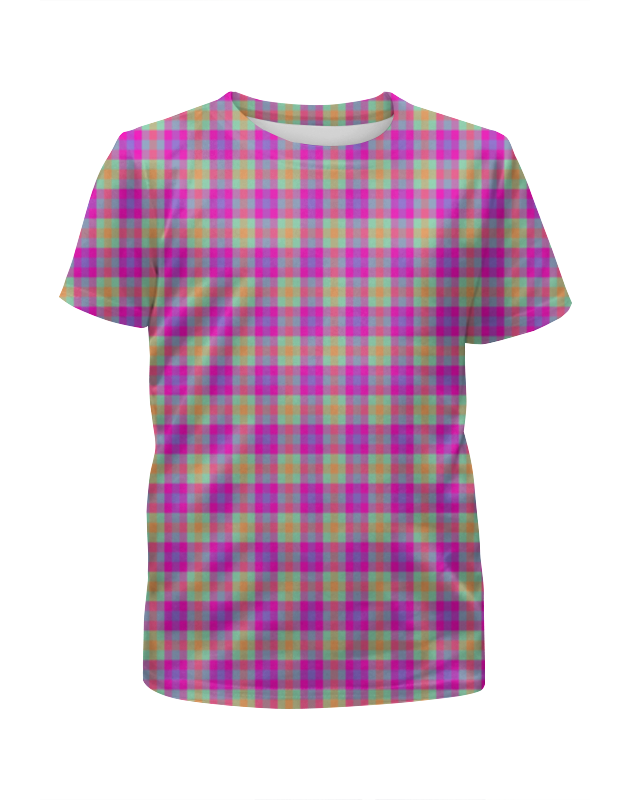 printio футболка с полной запечаткой для девочек свети ярче Printio Футболка с полной запечаткой для девочек Текстура ткани в цветную клеточку