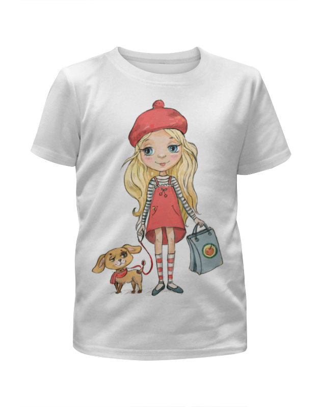 Printio Футболка с полной запечаткой для девочек Девочка с собачкой мужская футболка маленькая собачка m темно синий