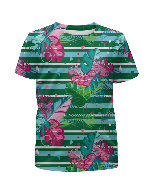 Printio Футболка с полной запечаткой для девочек Полосатые тропики printio футболка с полной запечаткой для девочек птицы и тропики