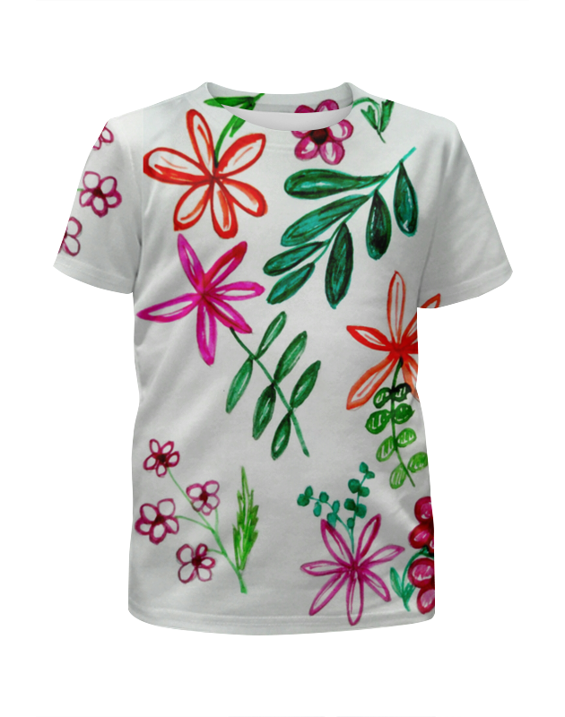 Printio Футболка с полной запечаткой для девочек Цветы на белом printio футболка с полной запечаткой мужская весенние цветы